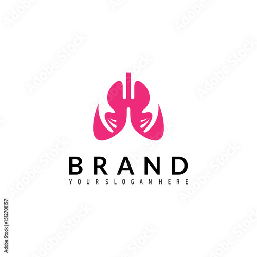 lung care logo with hand combination in flat design style