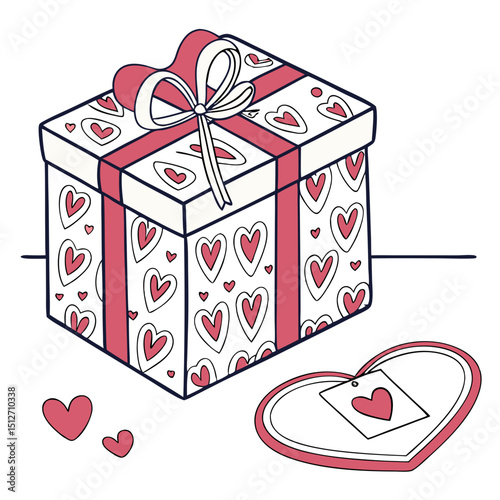 Valentine’s Gift Box on Romantic Table – Vector Design. Perfect for: Valentine’s Day, Romantic Surprises, Gift Giving