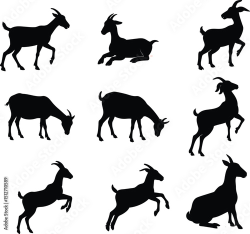 Minimalist Black Goat Silhouette — Side Profile, Elegant Art