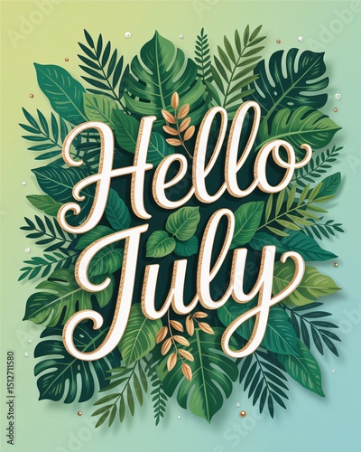 Hello July Poster Green Leafs