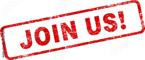 Join us - red rubber stamp with grunge effect - vector illustration
