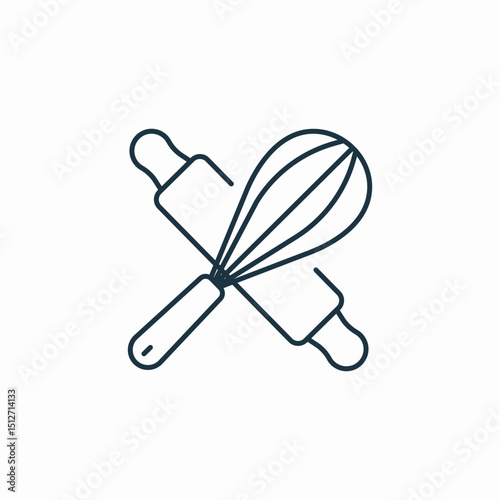 rolling pin whisk icon sign vector