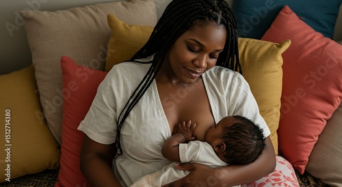Afro mother breastfeeding her baby
