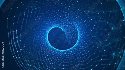 Abstract Blue Spiral A mesmerizing digital art piece featuring a swirling vortex of interconnected nodes and lines, creating a sense of depth and movement.