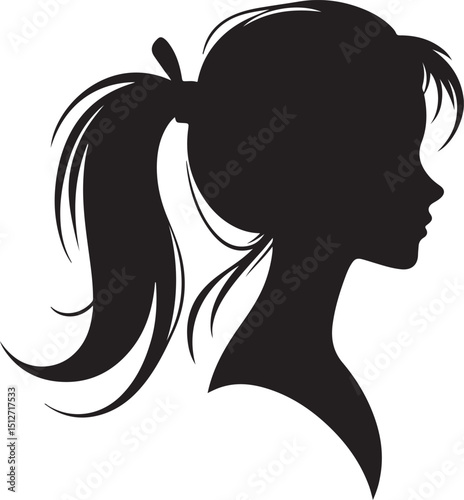 Elegant Woman Silhouette Profile in Circle Design – Black and White Vector Illustration

A minimalist and elegant black and white silhouette illustration of a woman’s side profile with flowing hair in