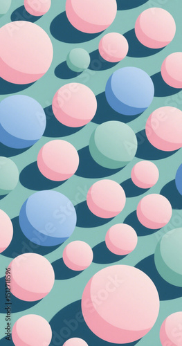 Pastel colored spheres arranged in a repeating pattern background