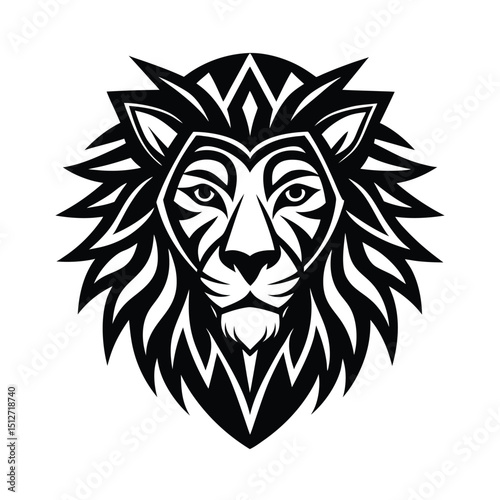 Royal Tribal Lion head vector silhouette