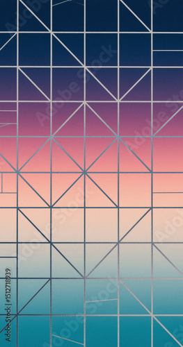 Abstract geometric pattern with gradient background and silver lines