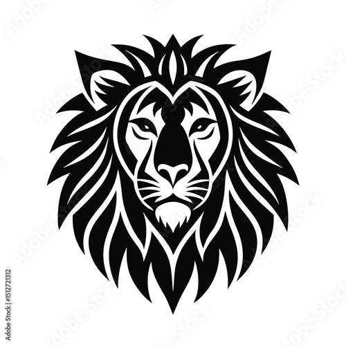 Royal Tribal Lion head vector silhouette
