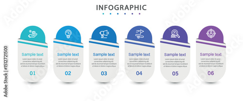 Infographic design template with icons and 6 options or steps