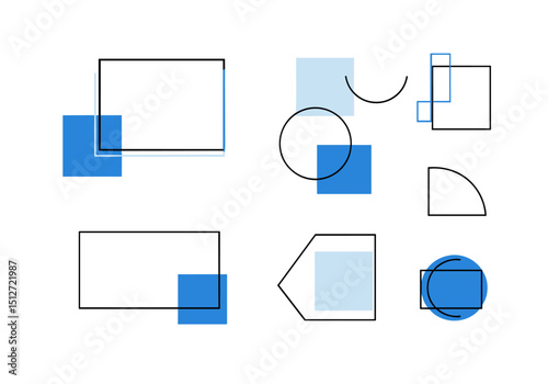 Geometric Harmony: A visually appealing display of geometric shapes, carefully arranged to create a harmonious and balanced composition in an abstract style.