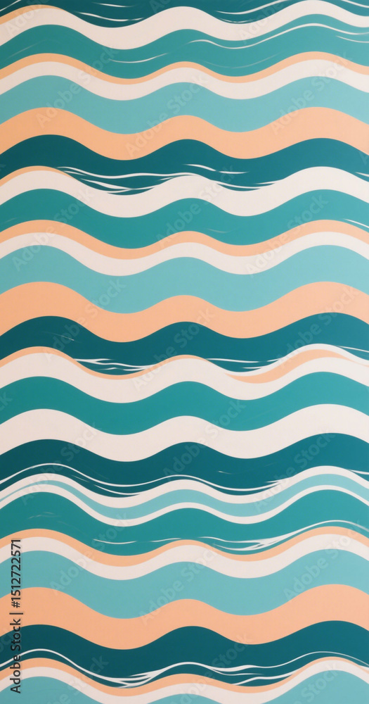 Abstract wavy lines pattern in teal, beige, and turquoise colors Abstract wavy lines pattern in teal, beige, and turquoise colors