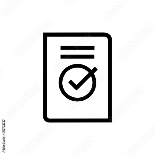 Minimal line icon of a document with a checkmark symbolizing approval or task completion