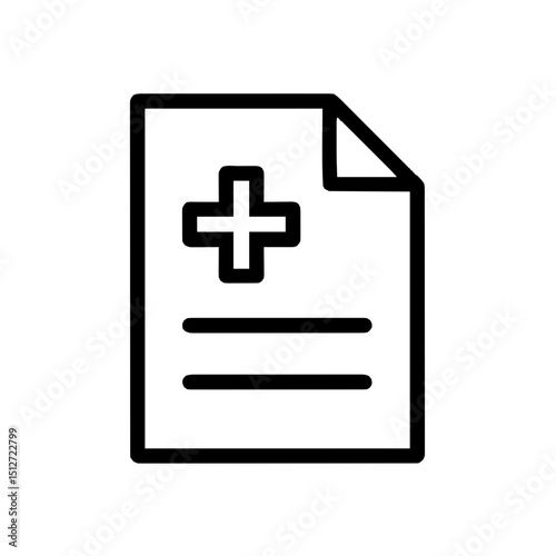 Minimalist line icon of a document with plus symbol representing new file creation or addition