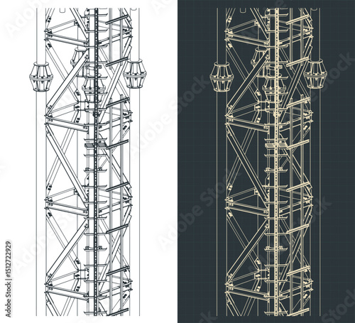 Cell tower supports isometric drawings close-up