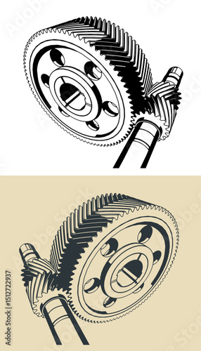 Chevron gear transmission illustrations