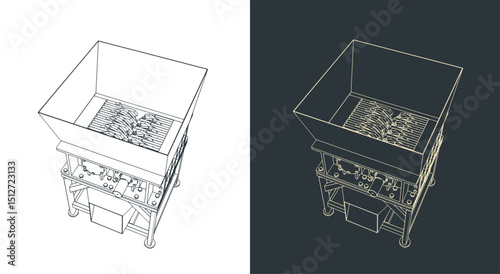 Industrial plastic shredder sketches
