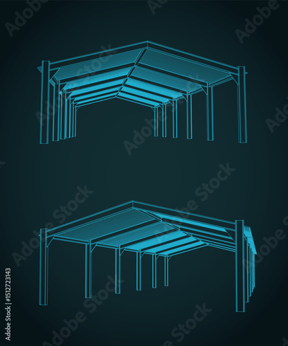 Industrial shelter shed illustration