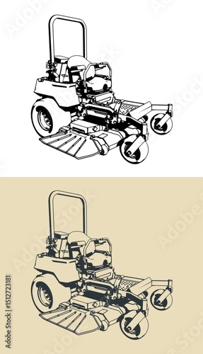 Riding zero-turn mower illustrations