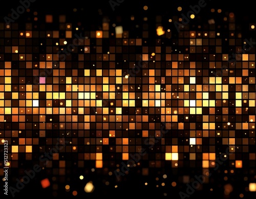 Abstract gold pixel art
