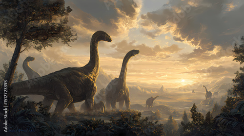 editorial cover for science magazine | temporal fusion | awe and discovery | golden hour highlights | epic panorama | civilized dinosaurs | dynamic lighting contrast | grisaille underpainting | photo