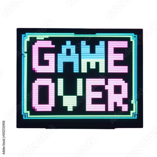 Retro pixel art game over led sign for gaming room decor and vintage arcade aesthetic wall art decoration