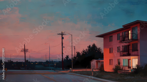 cultural critique layout | light as presence | lonely peace | dusty rose and navy | still horizon line | late-night apartment | twilight horizon wash | selective detail emphasis | roadside culture |