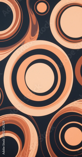 Abstract retro circles pattern background design in orange and black