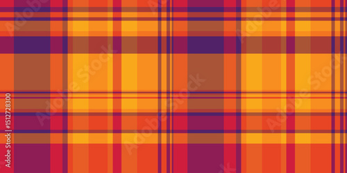 Vibrant autumnal plaid pattern.  Perfect for textile design, fallthemed projects, or creating a warm, energetic mood.  This bold, seamless texture offers endless creative possibilities.