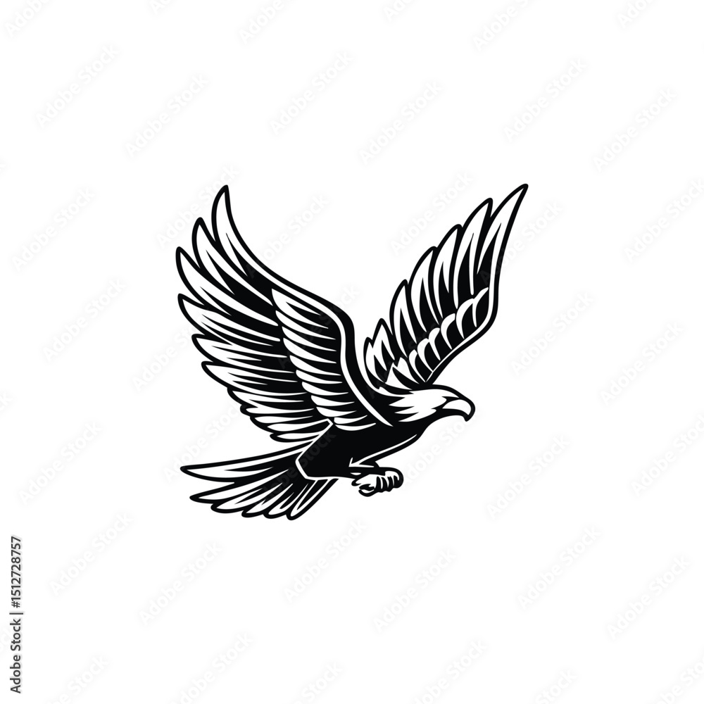 Obraz premium Black Eagle Silhouette – Minimal Vector Graphic