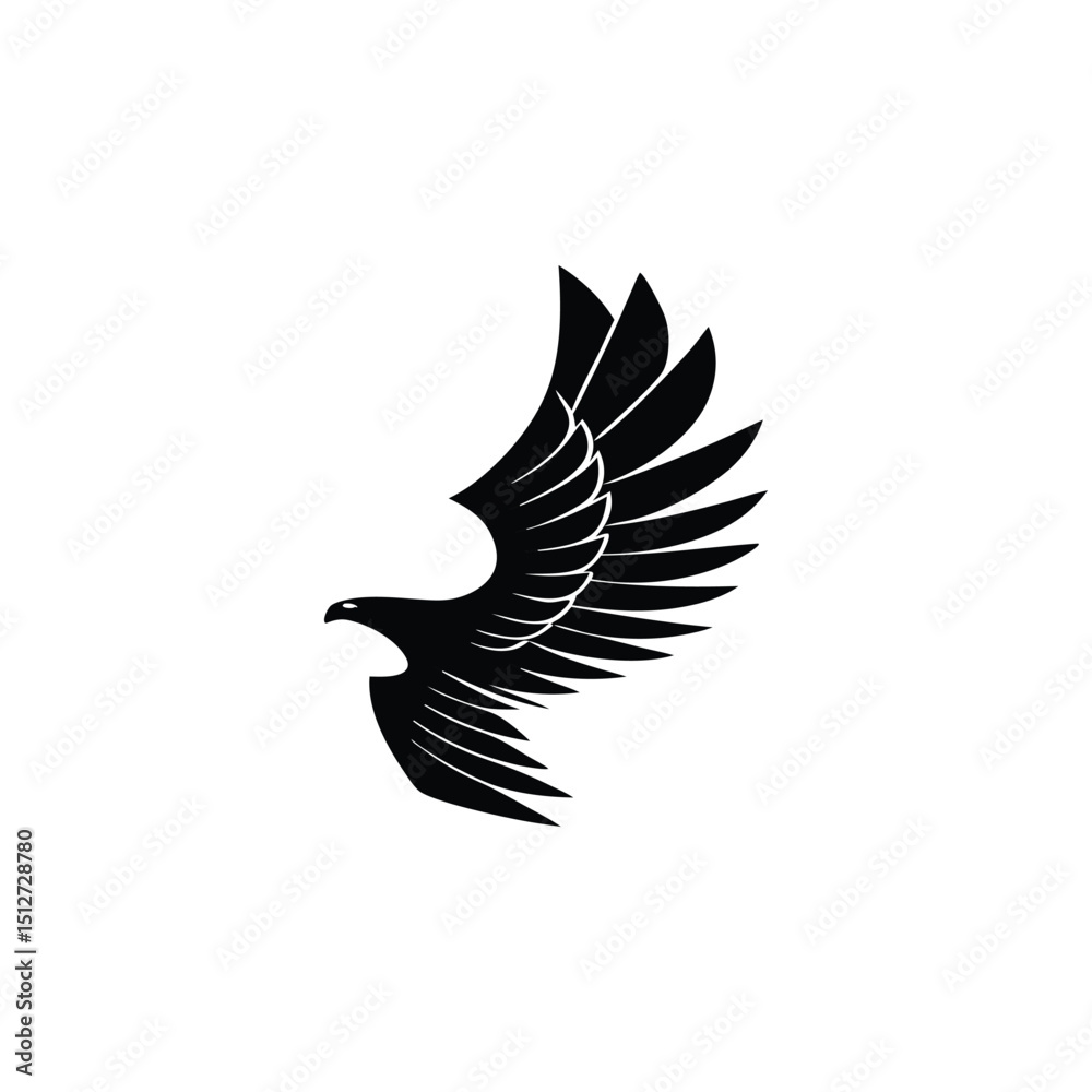 Obraz premium Black Eagle Silhouette – Minimal Vector Graphic
