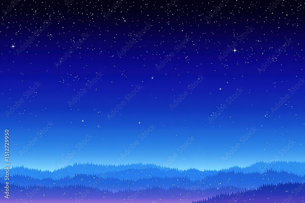 Fototapeta premium Pixelated Night Sky Over Mountains