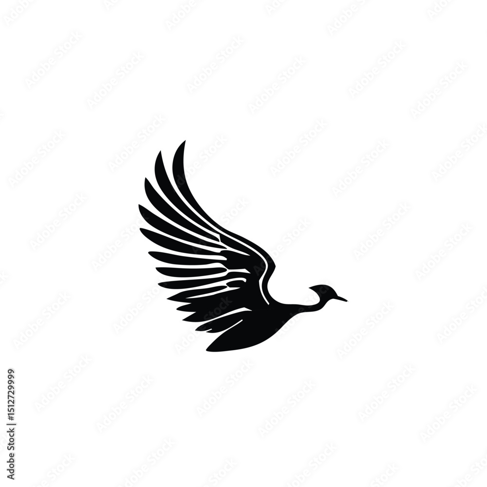 Obraz premium Black Eagle Silhouette – Minimal Vector Graphic