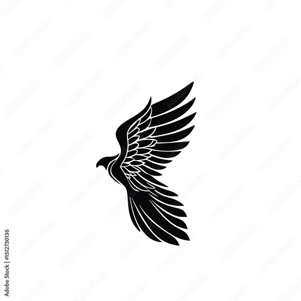 Obraz premium Black Eagle Silhouette – Minimal Vector Graphic