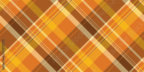 Vibrant autumnal plaid pattern in warm oranges, browns, and creams.  Perfect for fallthemed designs, textiles, websites, or as a background texture.