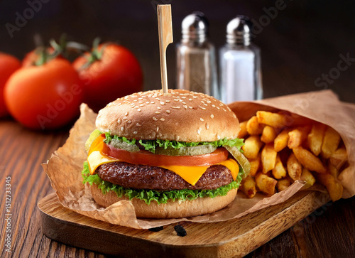 burger and fries