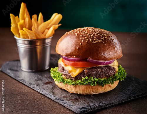 burger and fries