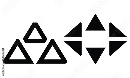 Abstract triangle vector illustration set with warning, danger, and caution symbols