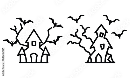 A family enjoys their home, an icon of residential property design, a vector illustration of modern architecture
