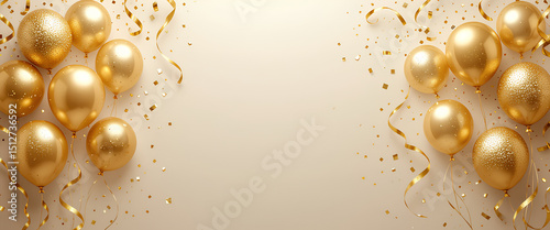 Golden Balloons Background Party Banner for Grand Celebration

