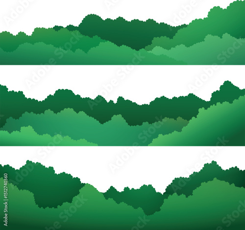  Stylized Green Forest Silhouette for Banners and Presentations