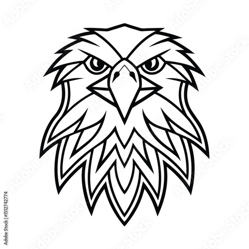 Royal Tribal bald eagle head vector line art
