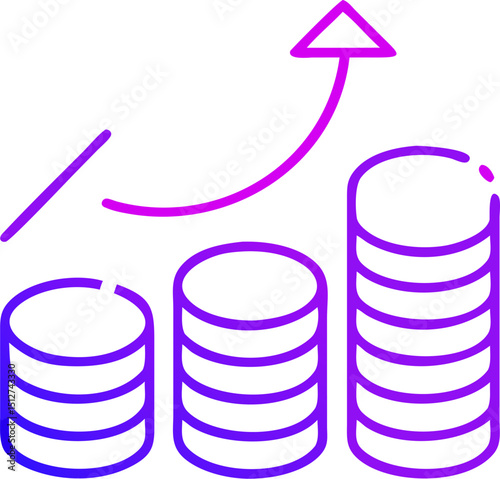 Growing stack of coins financial success investment growth