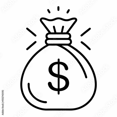 Money bag icon financial wealth success dollar sign
