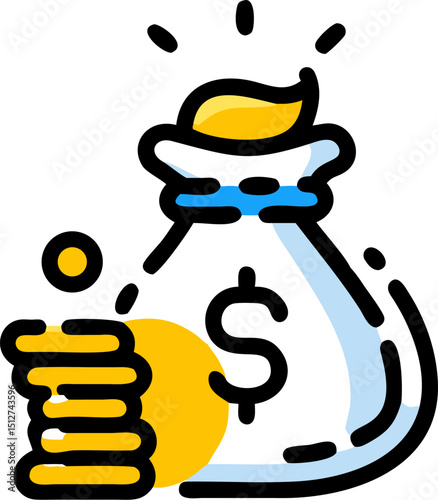 Money bag icon illustration financial wealth savings investment