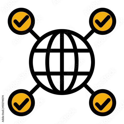 Icon for global connections, networking, and the internet. (Color Lineal Style)