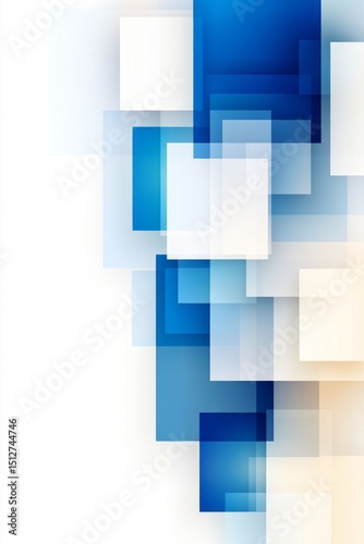 abstract geometric background with white and royal blue squares and rectangles, minimalist layout with clean space for text or product display