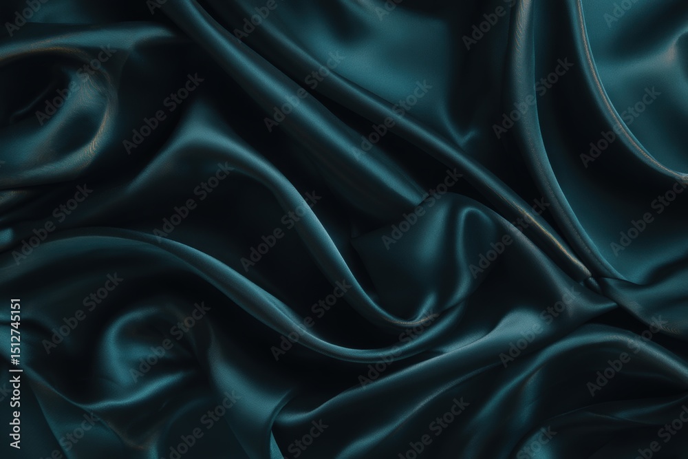 Fototapeta premium Teal Satin Fabric Drape Texture
