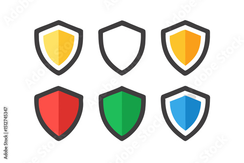 Free Download Colorful Shield Icons Six Different Colors for Protection Designs - GFXLoad