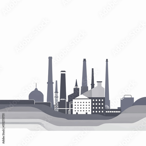 Industrial landscape serene power majestic factories skyline